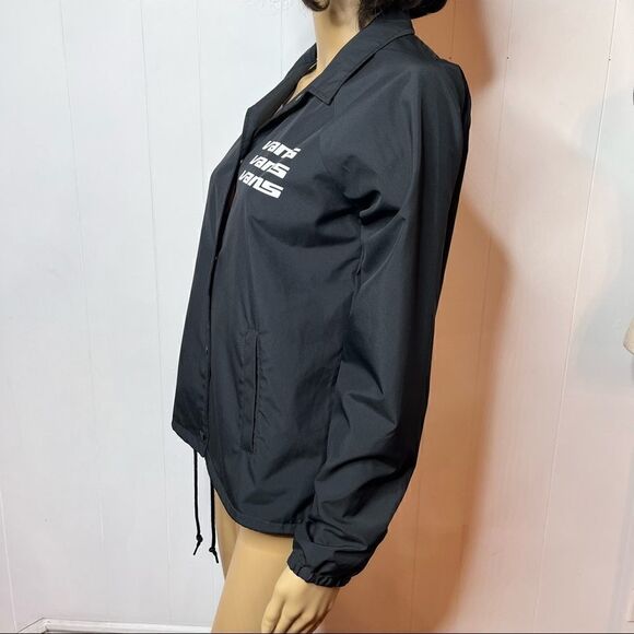 VANS Thanks Coach Womens Jacket Black White Windbreaker Check Size XS Skater - Picture 5 of 7